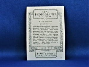 Real Photographs Collector Cards - 1939 - Series Two - #17 Marie Wilson