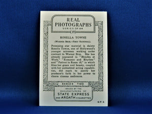 Real Photographs Collector Cards - 1939 - Series Two - #19 Rosella Towne