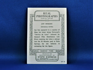 Real Photographs Collector Cards - 1939 - Series Two - #21 Joy Hodges