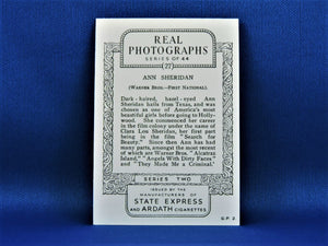 Real Photographs Collector Cards - 1939 - Series Two - #27 Ann Sheridan