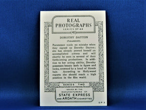 Real Photographs Collector Cards - 1939 - Series Two - #40 Dorothy Dayton