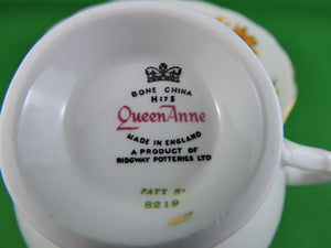 Tea Cup - Queen Anne - Pattern #8219 - Fine Bone China Tea Cup and Matching Saucer