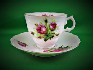 Tea Cup - Westville - Pink Roses - Fine Bone China Tea Cup and Matching Saucer