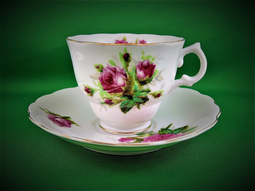 Tea Cup - Westville - Pink Roses - Fine Bone China Tea Cup and Matching Saucer