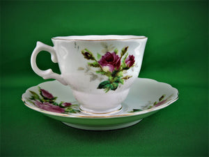 Tea Cup - Westville - Pink Roses - Fine Bone China Tea Cup and Matching Saucer