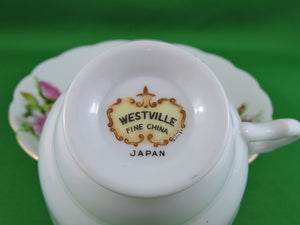 Tea Cup - Westville - Pink Roses - Fine Bone China Tea Cup and Matching Saucer