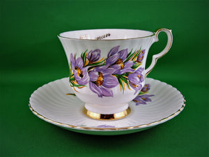 Tea Cup - Royal Windsor - Prairie Crocus - Fine Bone China Tea Cup and Matching Saucer