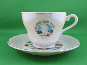 Tea Cup - Lusterware Yellowstone Park Souvenir - Fine Bone China Tea Cup and Matching Saucer