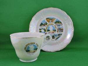 Tea Cup - Lusterware Yellowstone Park Souvenir - Fine Bone China Tea Cup and Matching Saucer