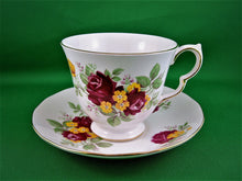 Charger l&#39;image dans la galerie, Tea Cup - Royal Vale - #8613 - Burgundy Roses - Fine Bone China Tea Cup and Matching Saucer
