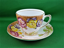 Charger l&#39;image dans la galerie, Tea Cup - Rosina - Pink, Yellow, Mauve Floral - China Tea Cup and Matching Saucer
