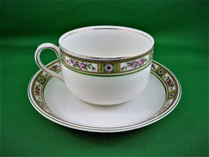 Tea Cup - Johnson Bro. - White with Floral Band - Fine Bone China Tea Cup and Matching Saucer