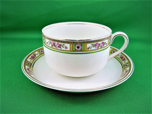 Tea Cup - Johnson Bro. - White with Floral Band - Fine Bone China Tea Cup and Matching Saucer