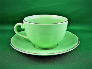 Tea Cup - Royal Leighton - Lime Green - Fine Bone China Tea Cup and Matching Saucer