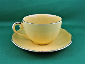 Tea Cup - Royal Leighton - Yellow - Fine Bone China Tea Cup and Matching Saucer