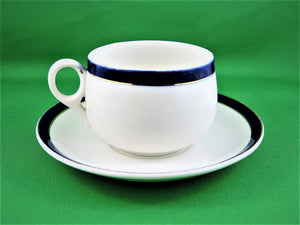 Tea Cup - Alfred Meakin Ltd. - Bleu de Roi - Fine Bone China Demitasse Tea Cup and Matching Saucer