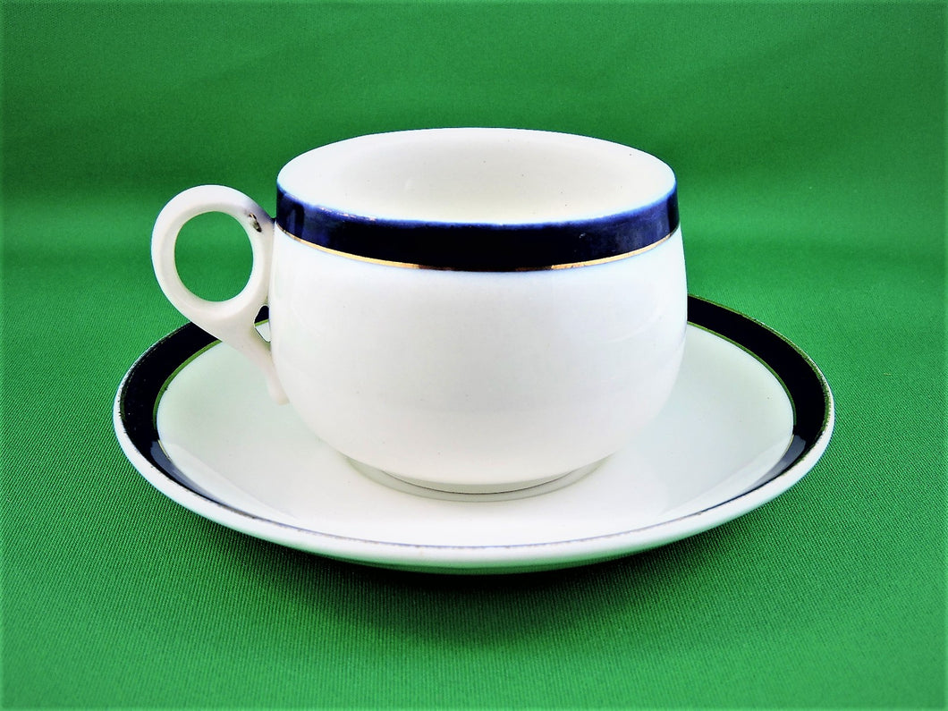 Tea Cup - Alfred Meakin Ltd. - Bleu de Roi - Fine Bone China Demitasse Tea Cup and Matching Saucer