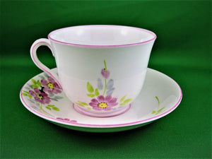 Tea Cup - Phoenix - Pastel Pink Flowers - Fine Bone China Tea Cup and Matching Saucer