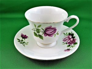 Tea Cup - Regent -  Pink Roses - Fine Bone China Tea Cup and Matching Saucer