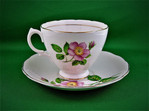 Tea Cup - Royal Vale - Pink Flowers - Fine Bone China Tea Cup and Matching Saucer