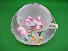 Charger l&#39;image dans la galerie, Tea Cup - Shafford Japan - Hand Painted - Grey with Pink Orchid - China Tea Cup and Saucer
