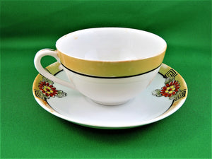 Tea Cup - Meito Japan - Hand Painted - White with Floral Design - China Tea Cup and Saucer