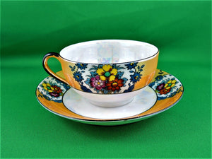 Tea Cup - Noritake M - Hand Painted - Lusterware - Fine Bone China Tea Cup and Matching Saucer