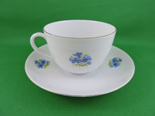 Charger l&#39;image dans la galerie, Tea Cup - No - Name - White with Blue Flowers - Fine Bone China Tea Cup and Matching Saucer
