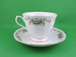 Tea Cup - Made in China - White with Pink Flower - Fine Bone China Tea Cup and Matching Saucer