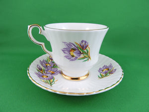 Tea Cup - Royal Windsor - Prairie Crocus - Fine Bone China Tea Cup and Matching Saucer