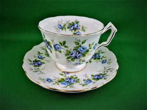 Tea Cup - Aynsley - Marine Rose 2872- Fine Bone China Tea Cup and Matching Saucer