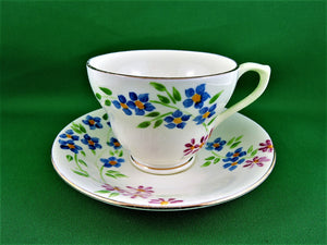 Tea Cup - Sutherland - Multi Floral Design - Fine Bone China Tea Cup and Matching Saucer