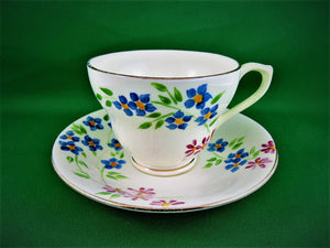 Tea Cup - Sutherland - Multi Floral Design - Fine Bone China Tea Cup and Matching Saucer