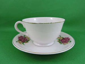 Tea Cup - Made in Japan - Large Pink Floral Design - Fine Bone China Tea Cup and Matching Saucer