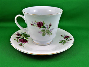 Tea Cup - Made in China - Pink Rose Design - Fine Bone China Tea Cup and Matching Saucer