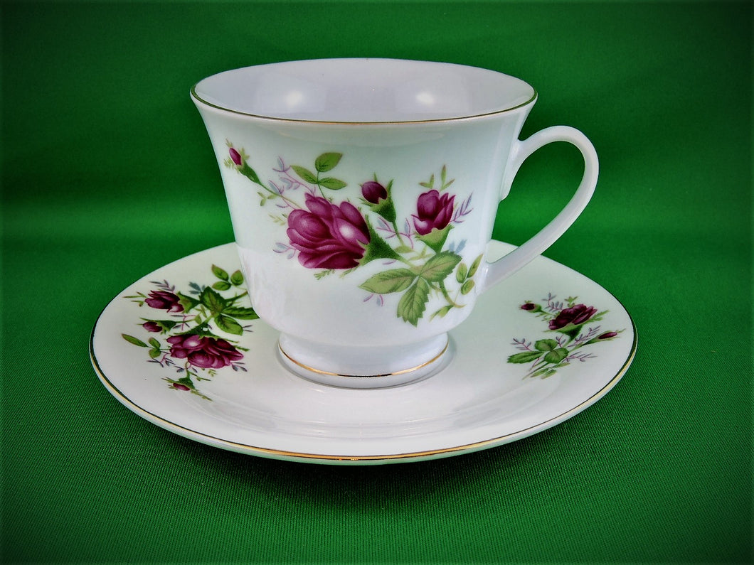 Tea Cup - Made in China - Pink Rose Design - Fine Bone China Tea Cup and Matching Saucer