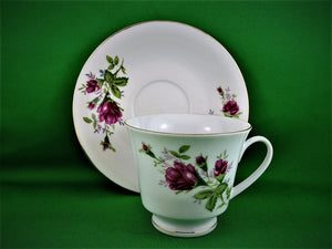 Tea Cup - Made in China - Pink Rose Design - Fine Bone China Tea Cup and Matching Saucer