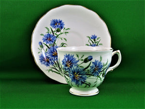 Tea Cup - Royal Vale - Blue/Mauve Floral Design - Fine Bone China Tea Cup and Matching Saucer