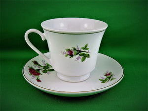 Tea Cup - Made in China - CL - Pink Roses - Fine Bone China Tea Cup and Matching Saucer