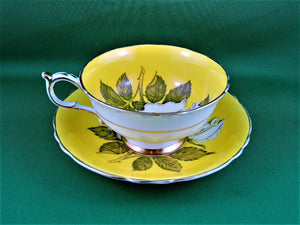 Tea Cup - Paragon - Double Warrant - Yellow with White Rose - China Tea Cup and Matching Saucer