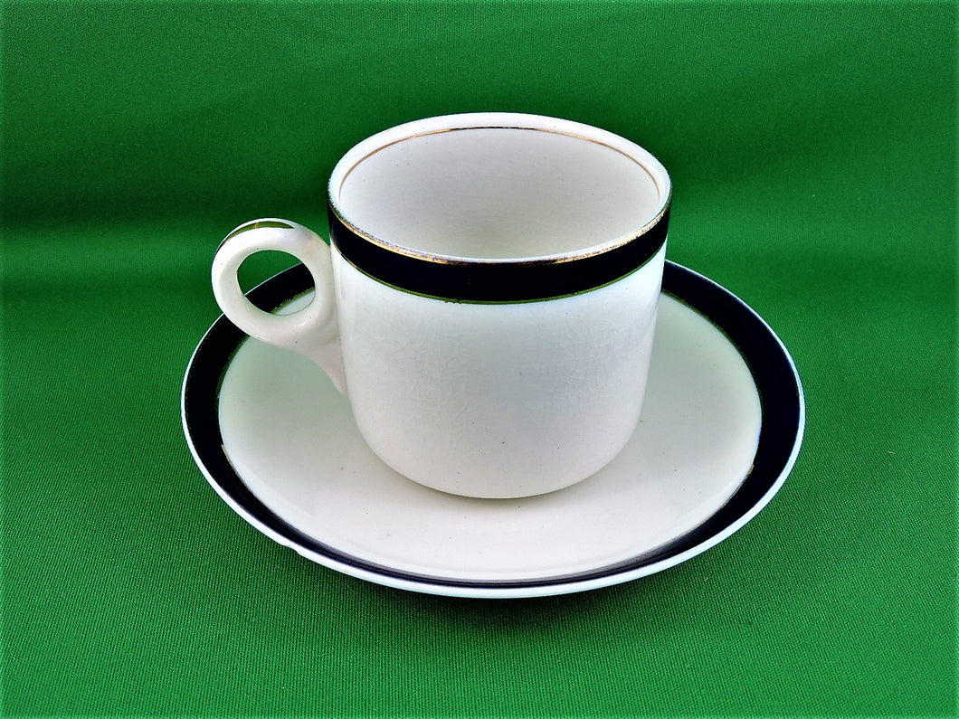 Tea Cup - Regal Ware R. P. Co - White and Cobalt Blue - Fine Bone China Tea Cup and Matching Saucer