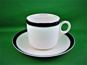 Tea Cup - Regal Ware R. P. Co - White and Cobalt Blue - Fine Bone China Tea Cup and Matching Saucer