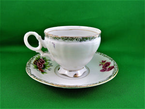 Tea Cup - Made in Japan -  White with Floral Design - Fine Bone China Tea Cup and Matching Saucer