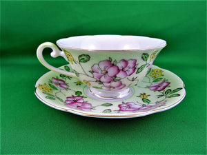 Tea Cup - Diamond China - Occupied Japan - Fine Bone China Tea Cup and Matching Saucer