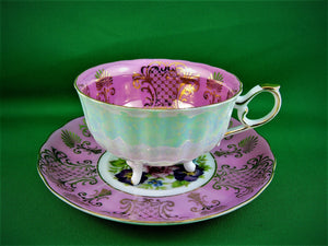 Tea Cup - Shafford Japan - 3 Footed  - Lusterware - China Tea Cup and Matching Saucer