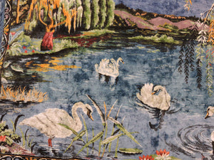 Quilts, Afghans, etc. - Beautiful Blue Tapestry - Swans on Lake