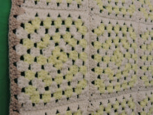 Load image into Gallery viewer, Quilts, Afghans, etc. - Beautiful Crocheted Afghan - Yellow and White Squares - Brown Edge
