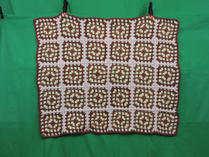 Quilts, Afghans, etc. - Beautiful Crocheted Afghan - Yellow and Brown Squares - Brown Edge