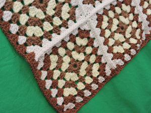 Quilts, Afghans, etc. - Beautiful Crocheted Afghan - Yellow and Brown Squares - Brown Edge