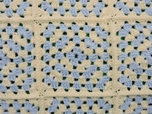 Load image into Gallery viewer, Quilts, Afghans, etc. - Beautiful Crocheted Afghan - Blue and White Squares - Beige Edge

